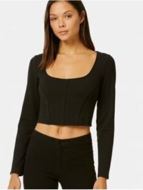 Happily Grey  Long-Sleeve Square Neck Crop Top sz M